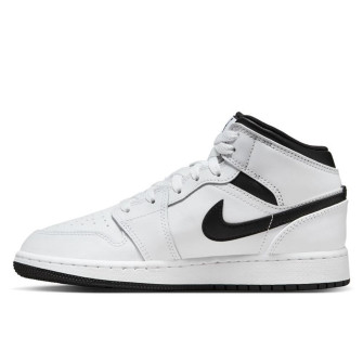 Air Jordan 1 Mid Kids Shoes ''White/Black'' (GS)